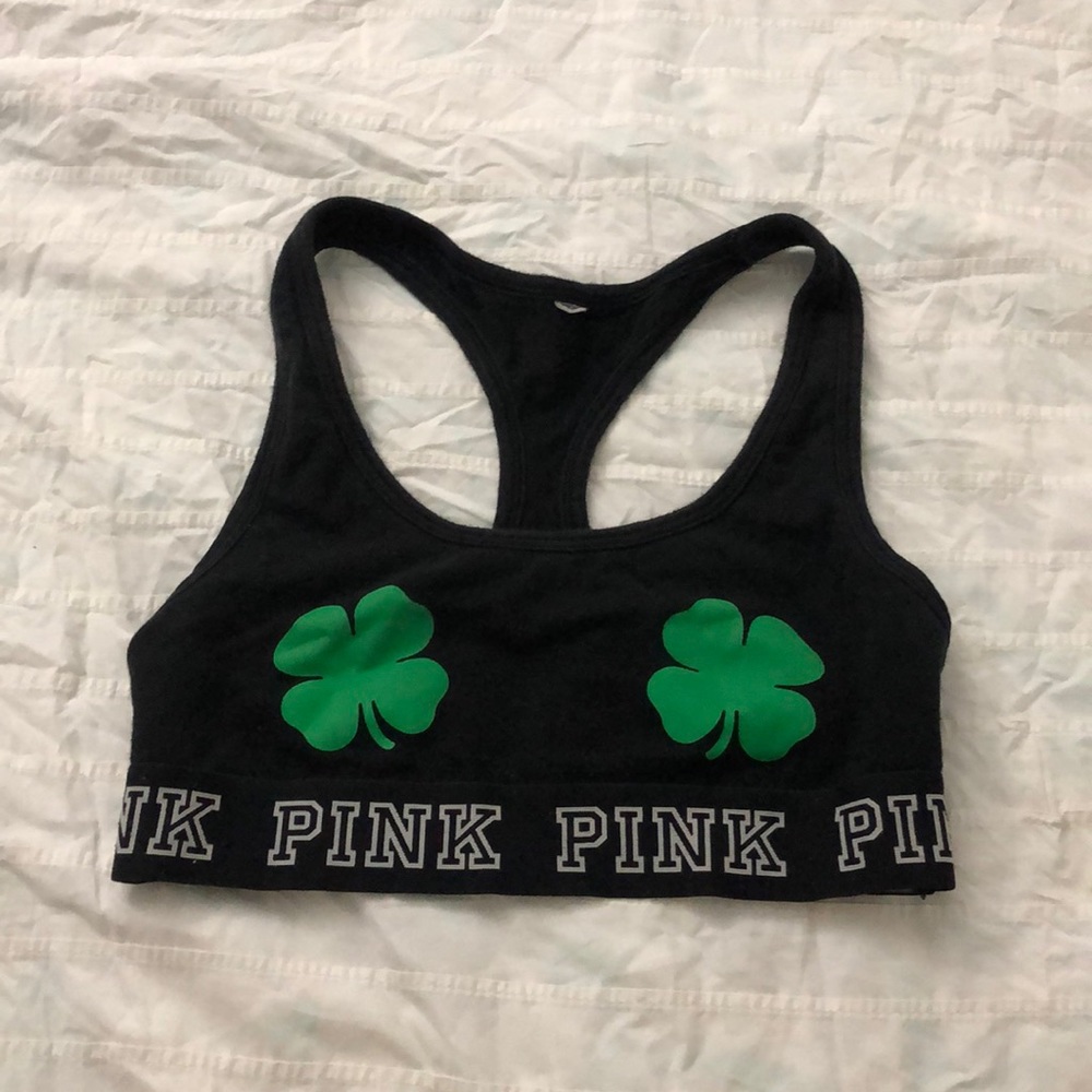 St. Patrick’s Day sports bra from pink